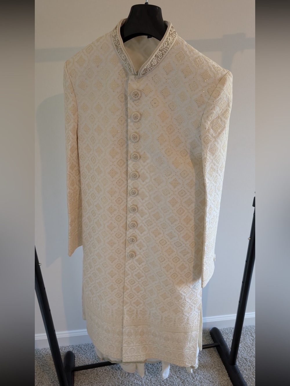 Ivory Embroidered Sherwani Button